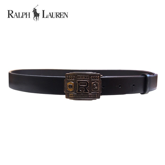 ラルフローレン レディース RL バックル レザー ベルト/ブラック<br