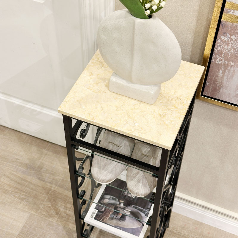 アイアン×大理石のスリッパラック / アンティーク調 6足収納