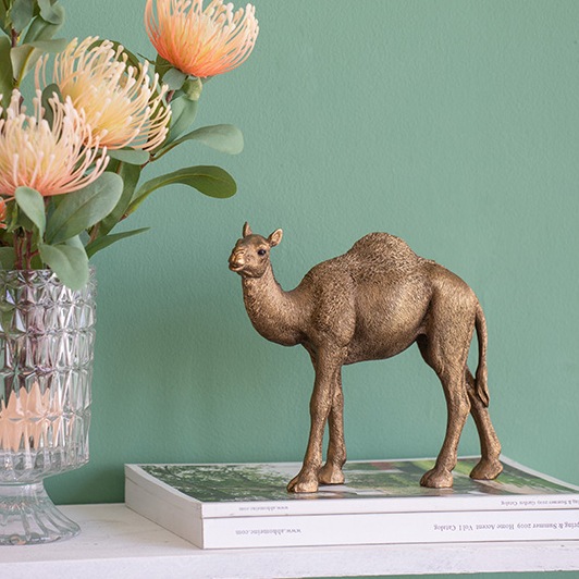 ラクダ オブジェ アンティークゴールド 置物 横幅23cm