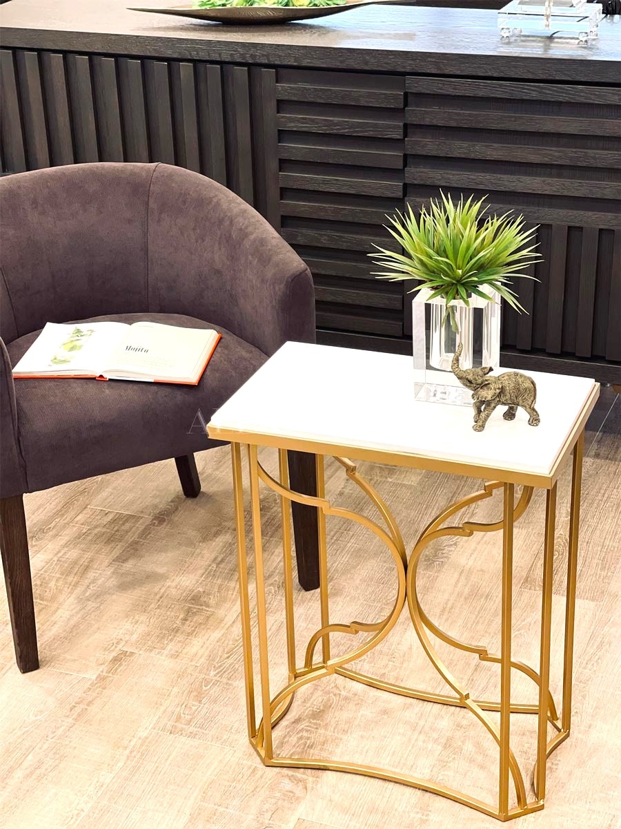 RENAISSANCE サイドテーブル ゴールド 薔薇 棚付き コーヒーテーブル