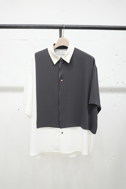 24SS】CULLNI クルニ Double Cloth Asymmetrical Stripe Short Sleeve