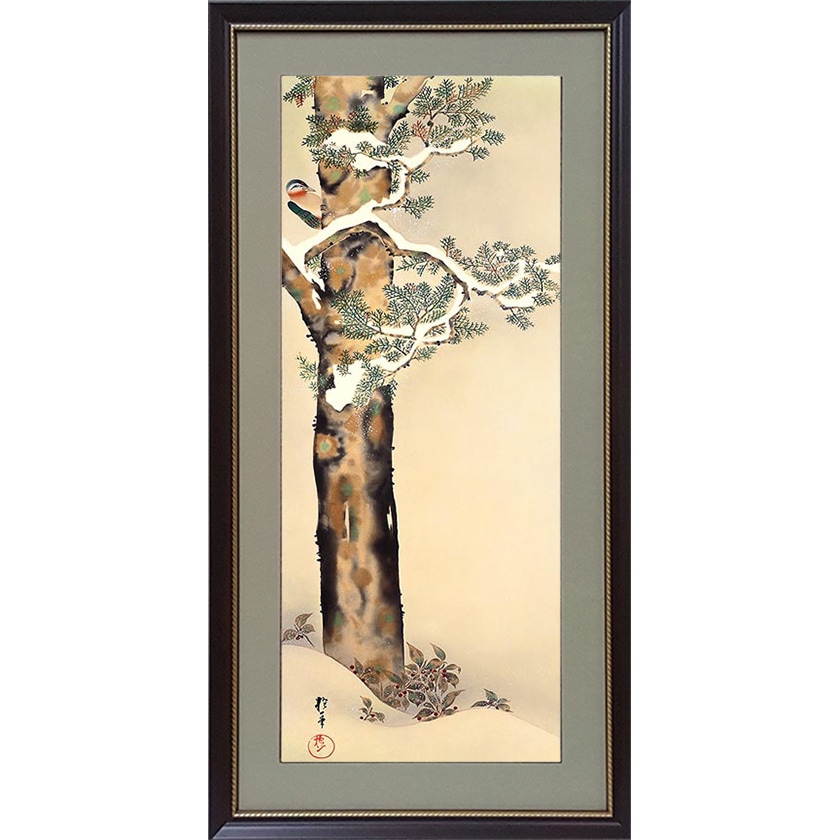 酒井抱一 「十二か月花鳥図」 八月 秋草に螽斯図 額装 【ポイント5