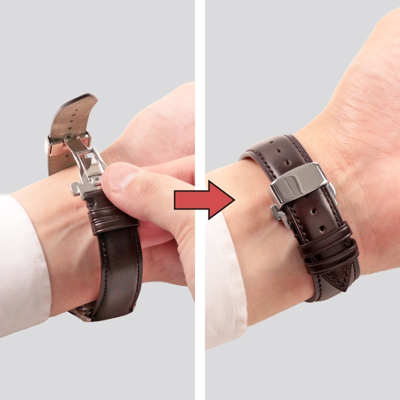 バックル 観音プッシュ式 ステンレススチール シルバー ZS010 | レザー