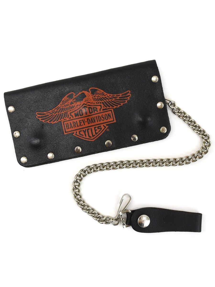 80's～ HARLEY-DAVIDSON ウォレット ブラック チェーン付き USA製 DEAD