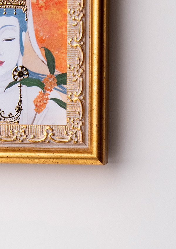 作者不詳、Ouchi 水彩画 金色フレーム 作者不詳、Ouchi 水彩画 金色