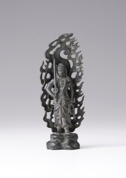 仏像】不動明王 - 合金製 古美青銅仕上げ 総高15.5cm 高岡銅器 | 日本