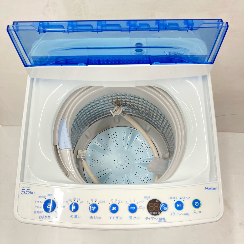 中古 高年式 5.5kg 洗濯機 送風乾燥機能 ハイアール JW-C55FK-W 2021年