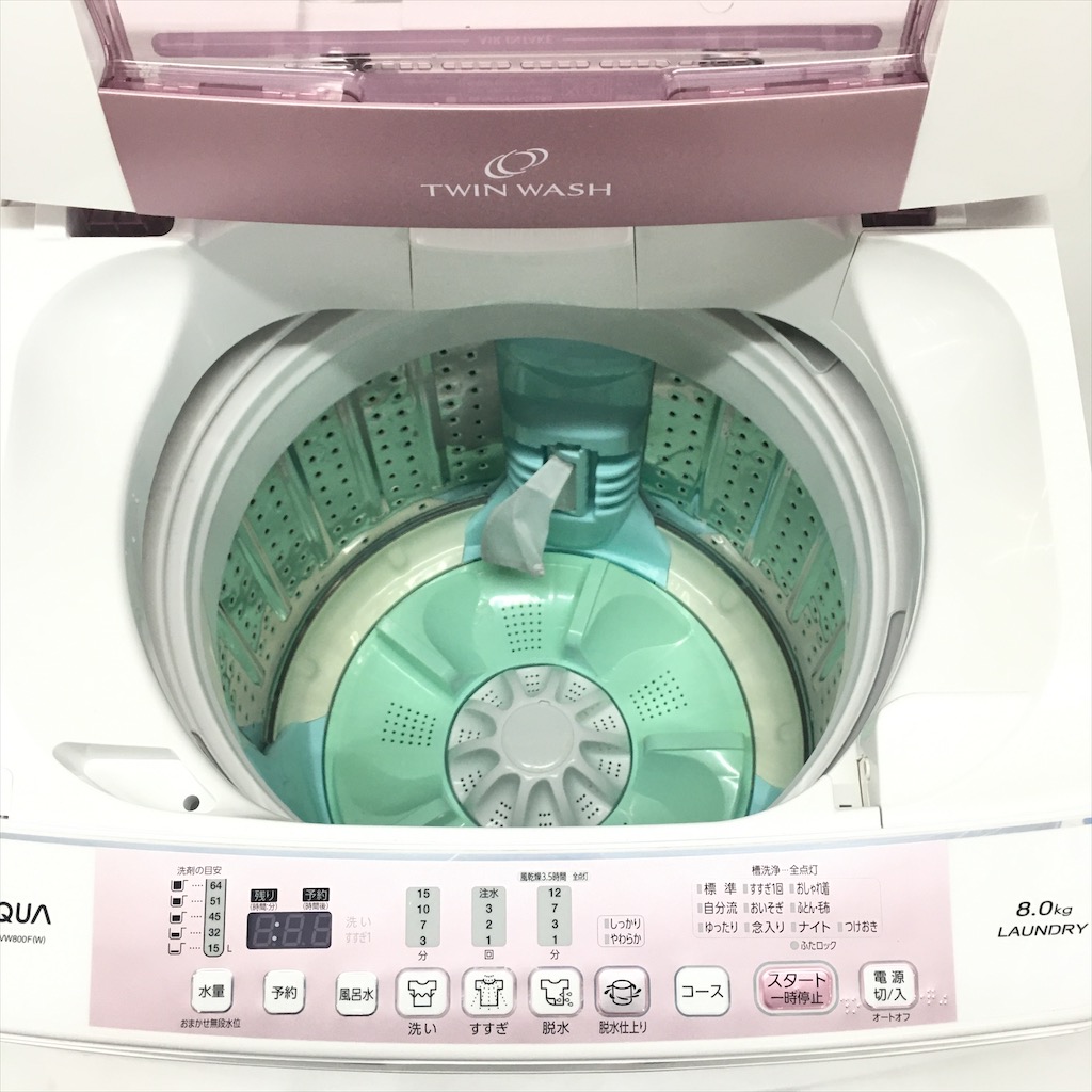 中古 美品 8.0kg 全自動洗濯機 アクア AQW-VW800F 2017年製 循環ビック