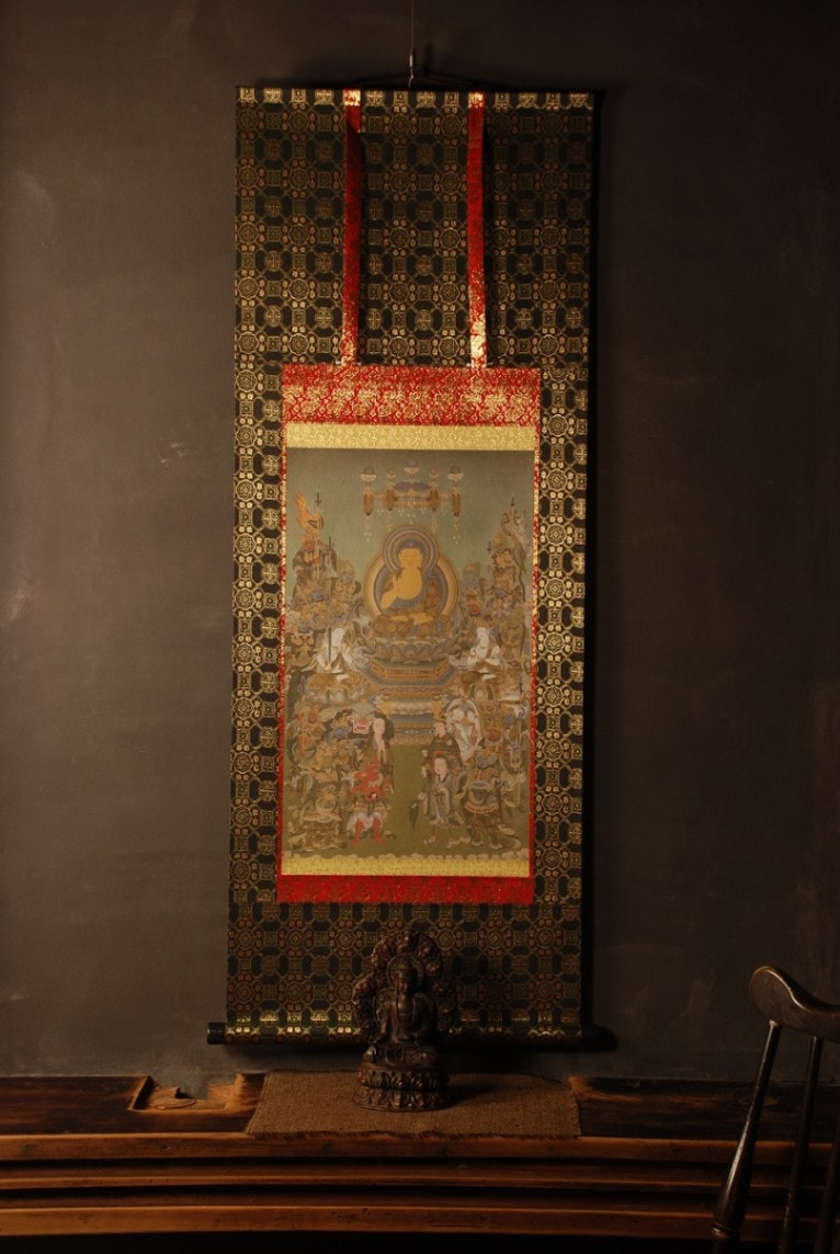 NAK-5146 釈迦十六善神図 仏画掛け軸（半切サイズ） | すべての商品