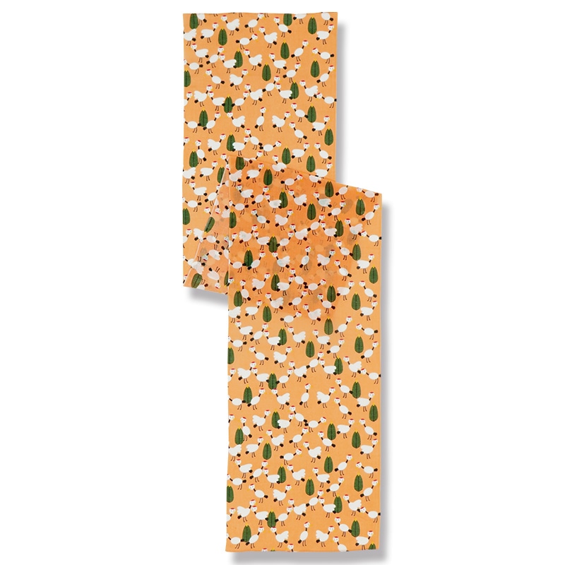 ガーゼ180cm「鶴と松」（オレンジ/レッド） | ガーゼ手ぬぐい,長さ