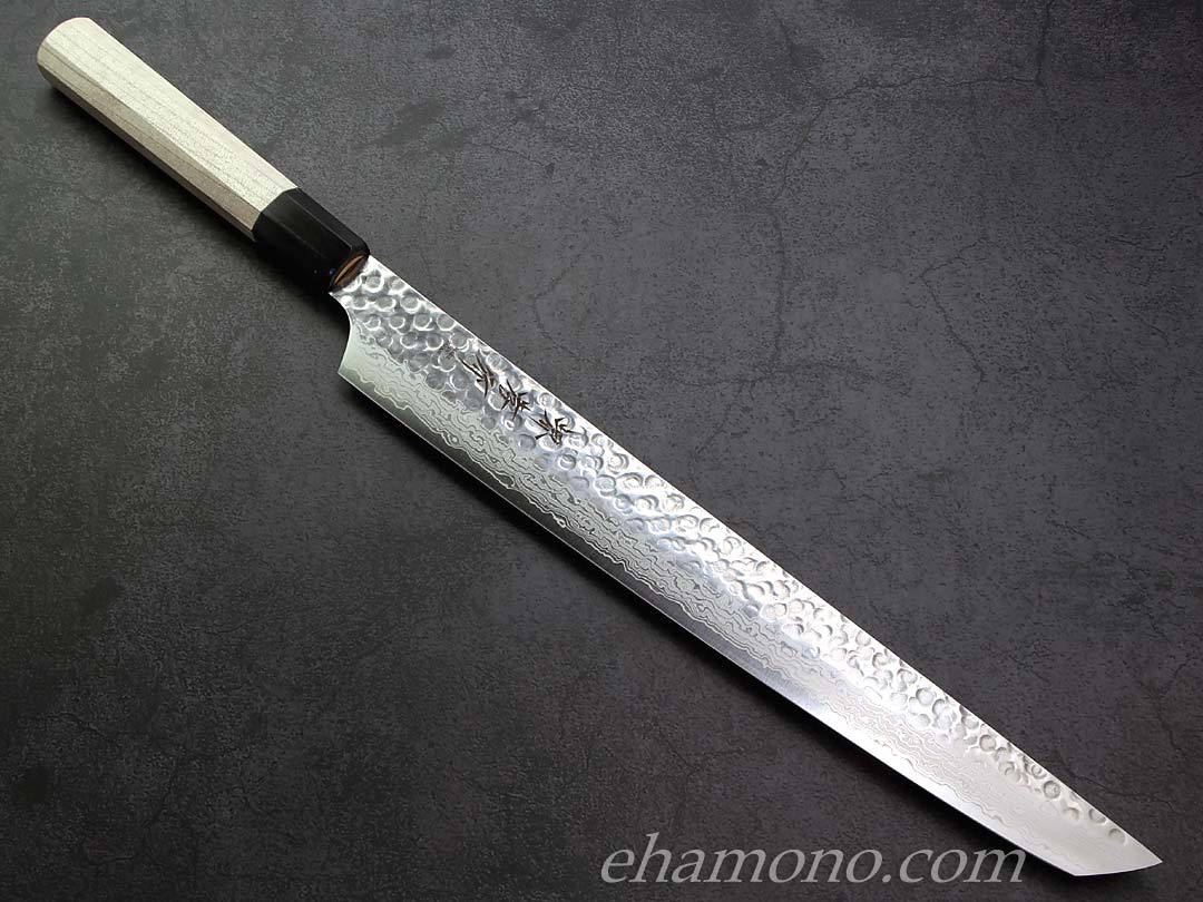 ダマスカス45層鎚目 玄武300 朴八角柄付