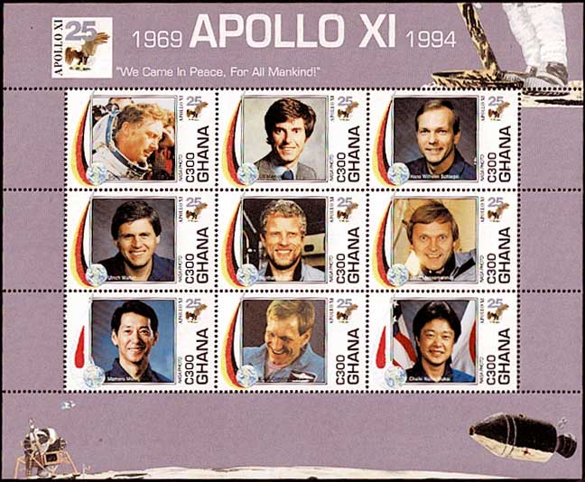 アポロ11号月面着陸25周年記念 切手小型シート ガーナ発行 | 切手