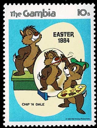 1984年 イースターエッグを描くディズニーキャラクター 切手6種セット