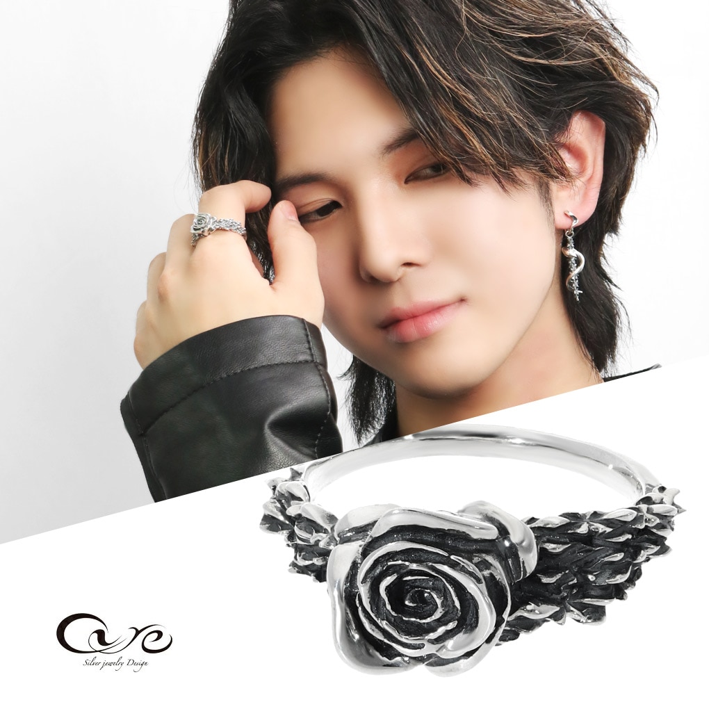 cure ローズ L リング 指輪 3～29号 シルバー 925 薔薇 バラ いばら 茨