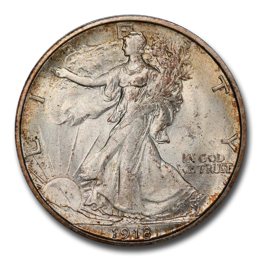 1918年 ウォーキング リバティ ハーフダラー 銀貨 50セント イーグル