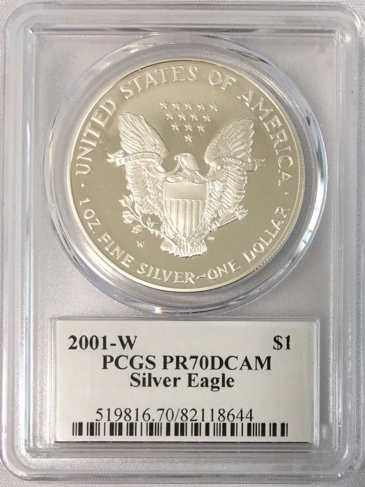 アメリカ【1ドル】シルバーイーグル銀貨2001-W PCGS PR70DCAMマー