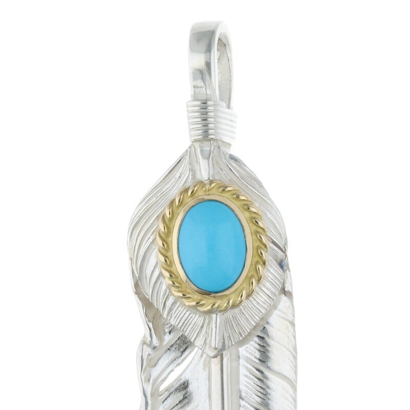 新品】上銀金縄ターコイズ特大フェザー 右向き 【取扱：渋谷店