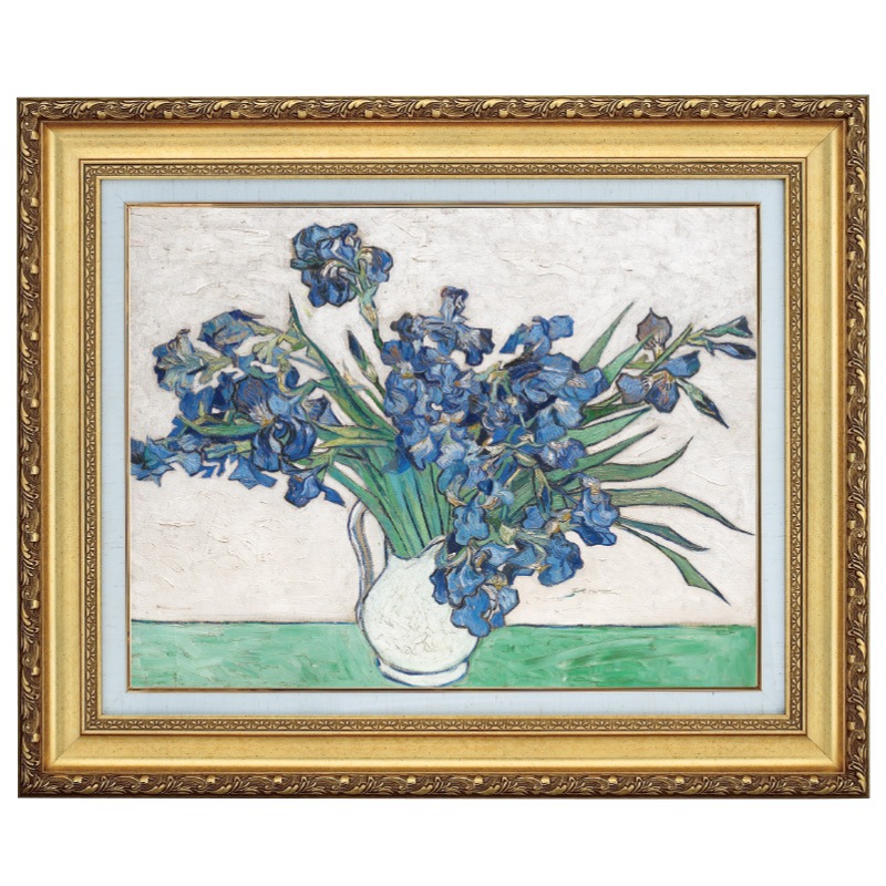 ゴッホ 花瓶のアイリス 10号 立体複製名画 美術品 レプリカ : アートの