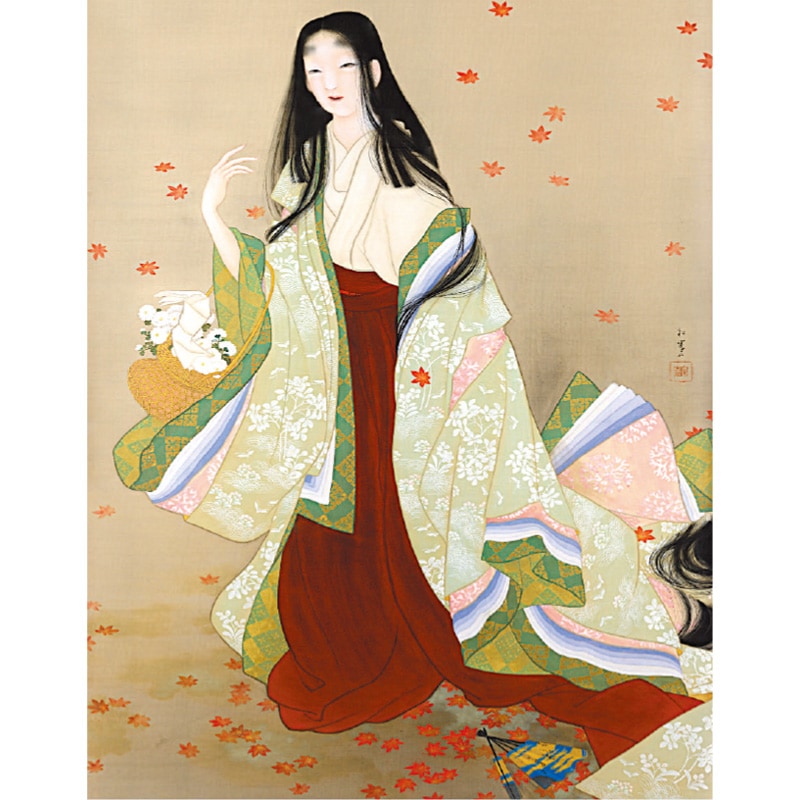 上村松園『花がたみ』掛軸 : アートの友社 上村松園『花がたみ』掛軸