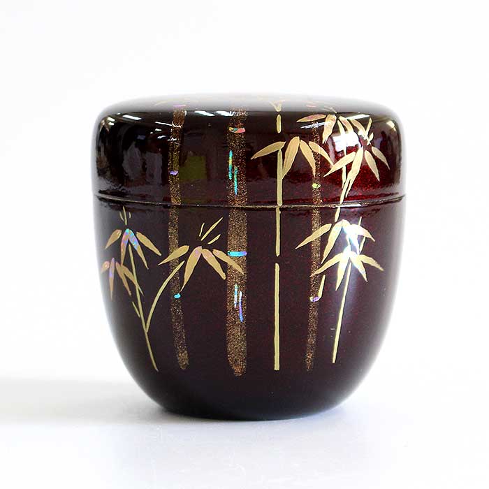 茶道具 棗 東雲 溜塗 中棗 竹蒔絵 ( 内梨子地 )