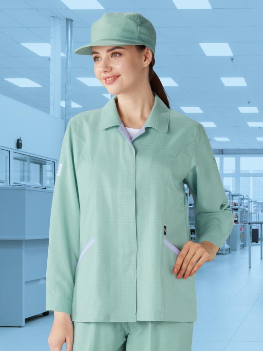 JICHODO】 84425 エコ高制電長袖スモック(フロントファスナー仕様) [春