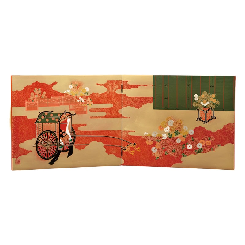 会津漆器 屏風 朱 9月屏風 菊 | 屏風 | 伝統工芸品・和風記念品 通販