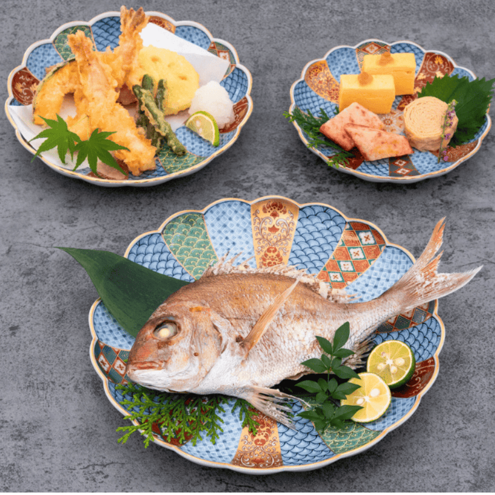 林九郎窯】菊割花地紋5号皿｜創亭やぶきたオンライン