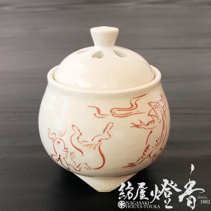 香器『香炉【白釉・鳥獣戯画(はくゆうちょうじゅうぎが)-CHOUJYUGIGA