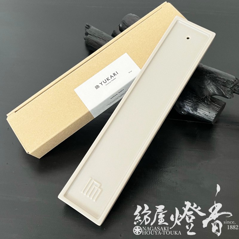長香皿/香立『インセンスホルダー【YUKARI～縁～/グレー】紙箱[瀬戸焼