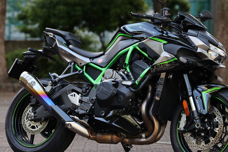 Z H2用 SP忠男 POWERBOX メガホンスリップオンマフラー（チタンブルー