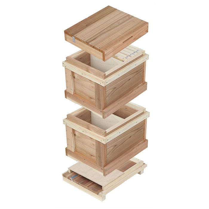 日本蜜蜂 高床式巣箱 日本ミツバチ用縦型巣箱・継箱セット | 熊谷