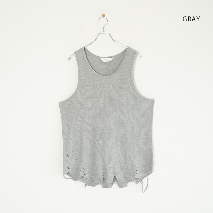 anc-ct105) / ANCELLM (アンセルム) /DAMAGE WAFFLE TANK TOP