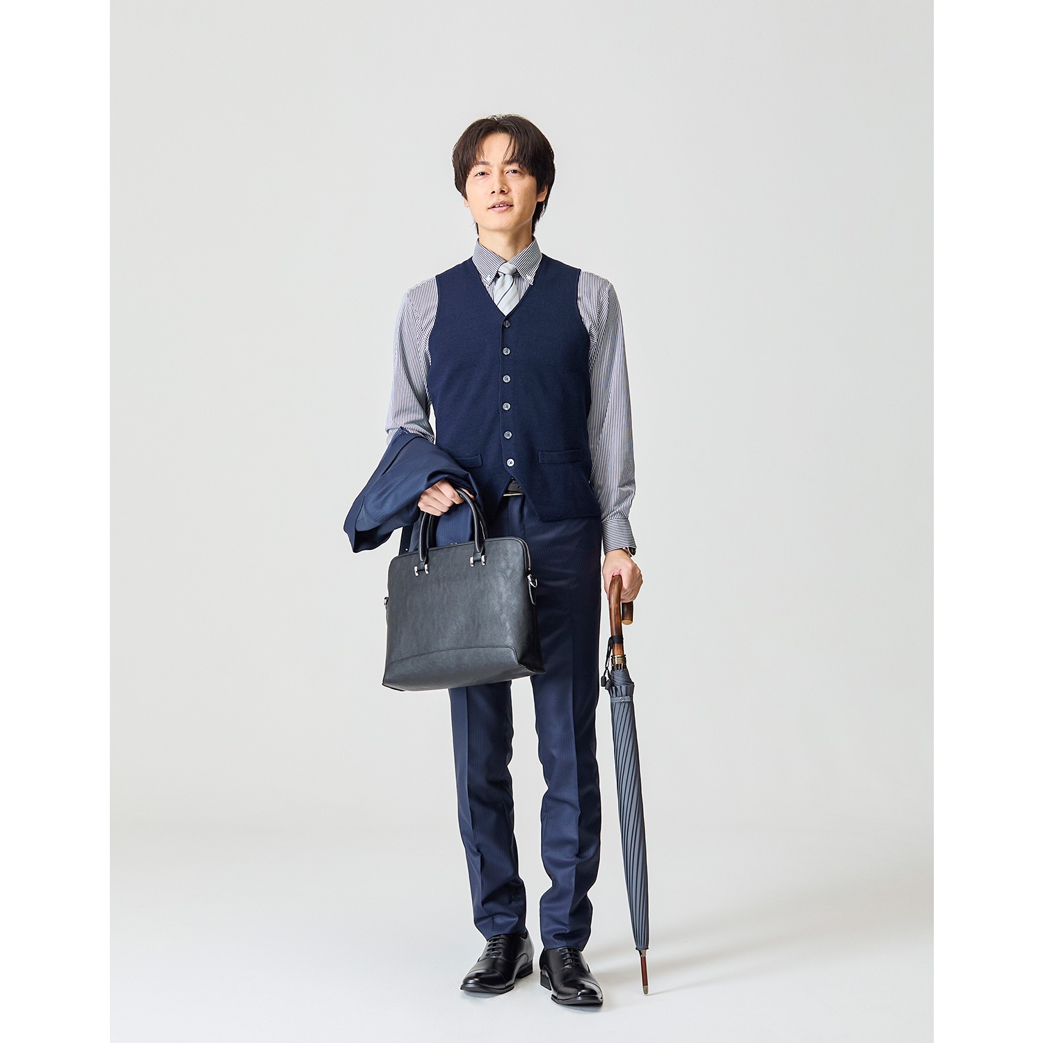 メンズ雨傘】トラッド-16-チャコールグレー｜トンボ洋傘前原光榮商店