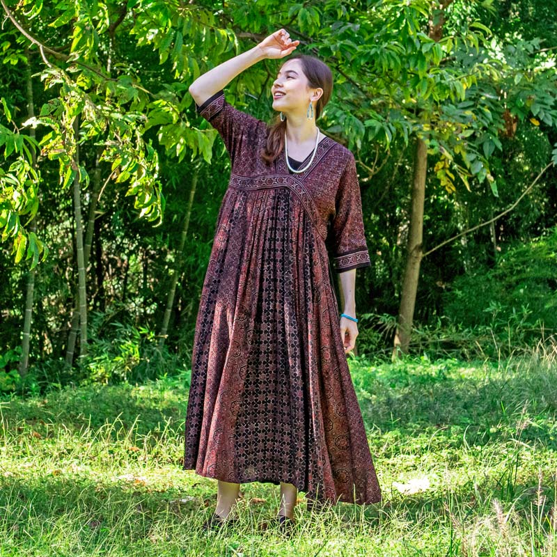 レーヨンアジャラクワンピース L｜マライカ公式通販