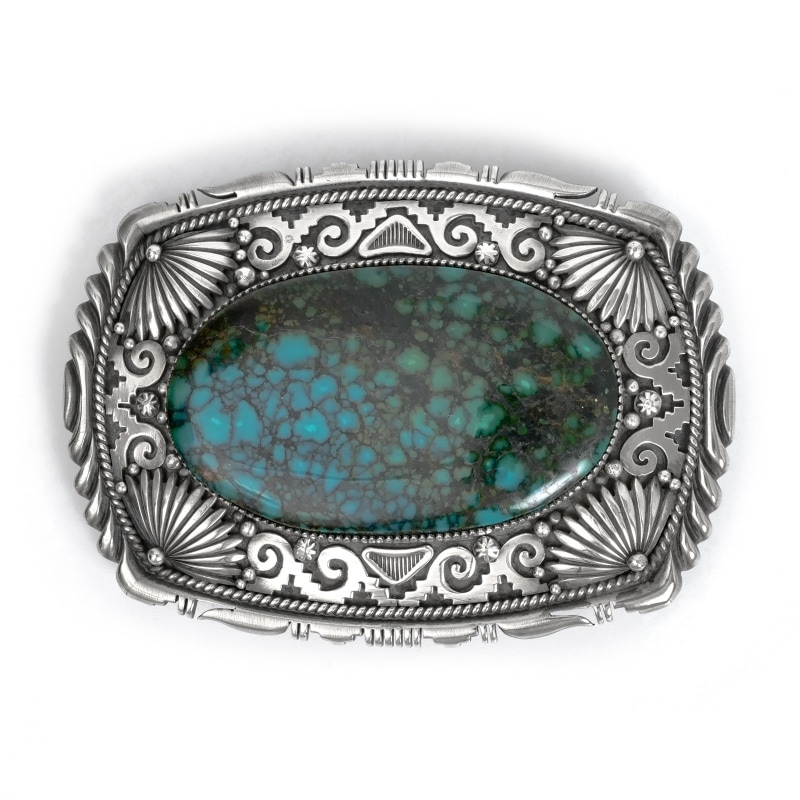 ナバホ族 チャイニーズターコイズ ビッグバックル｜マライカ公式通販