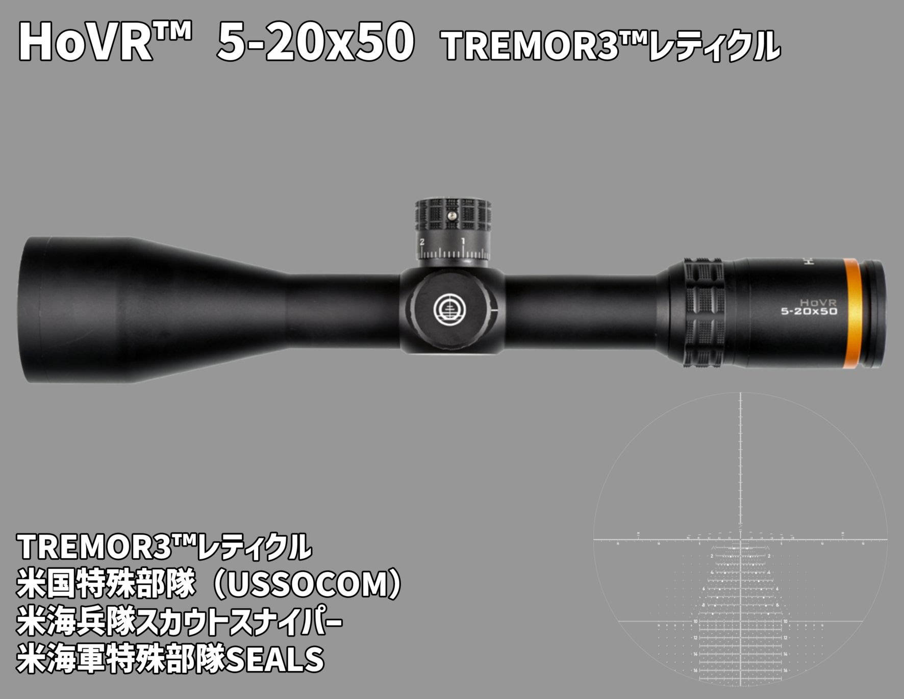 HoVR 5-20x50 US SOCOM 選定レティクル ライフルスコープ / Horus Vision