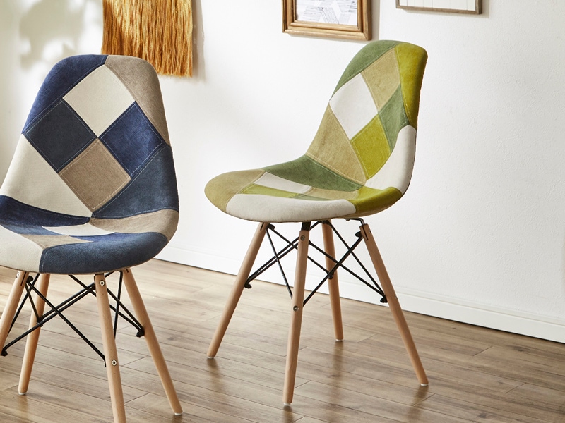 お部屋の雰囲気が明るくなるパッチワークシェルチェアー パッチワーク