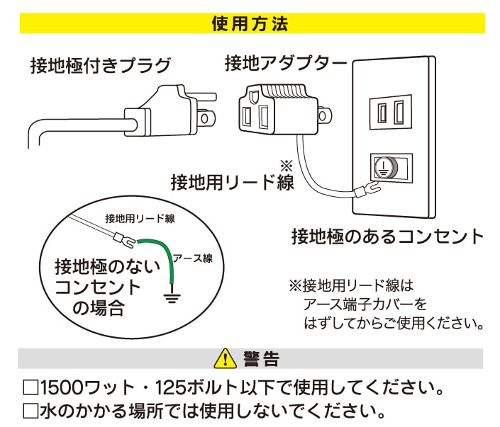 接地アダプター アース端子カバー付き_HS-TM1E1E3-K 00-2251｜通販なら