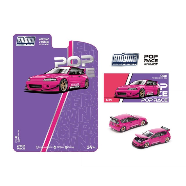 POP RACE x Enigma 1/64 Pandem Civic EG6 - Pink パンデムシビック