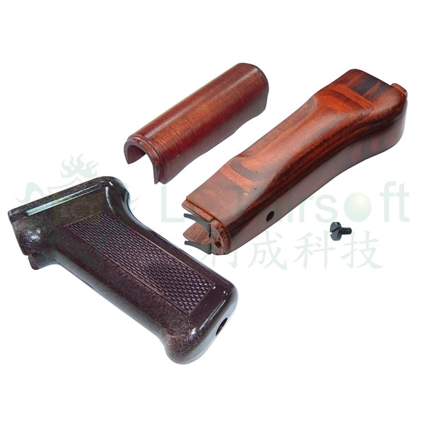メーカー不明　 実物AK用木製グリップ・ストック・ハンドガードセット 新品 LCT AKM/ウッドハンドガード&ウッドストック&グリップセット > AK