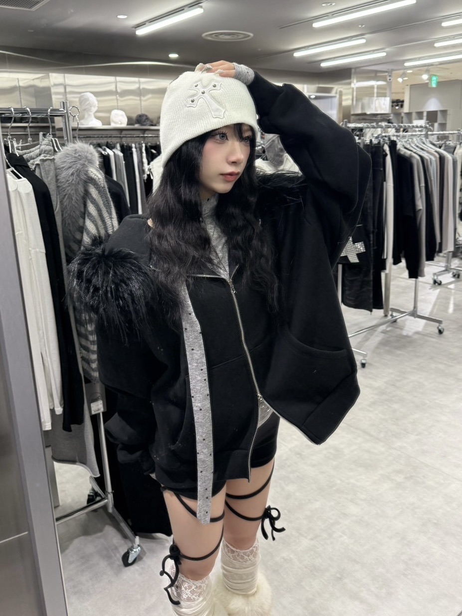 受注制【nmtc +】simple fur zip up hoodie 【エヌエムティーシー