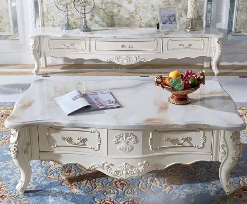 モッキーマニア様用】ロココ調 センターテーブル ガラス天板 モッキー