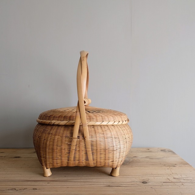 蓋付き竹籠｜古雑貨,籠 バスケット｜古家具・アンティーク家具 R-select
