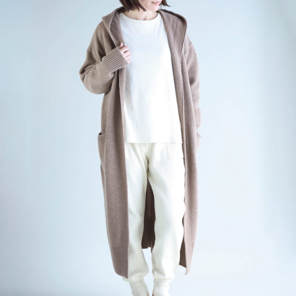 ロング丈フードカーディガン／ウールカシミヤ | アウターウェア | 着