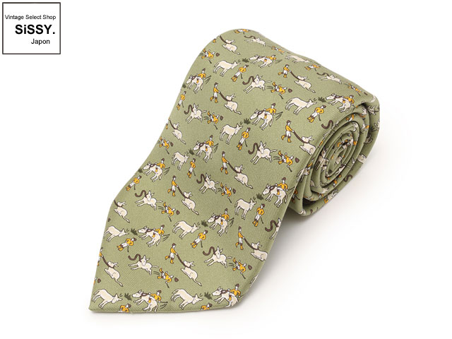 HERMES エルメス ネクタイ シルク100% グリーン 馬柄 | ブランド別