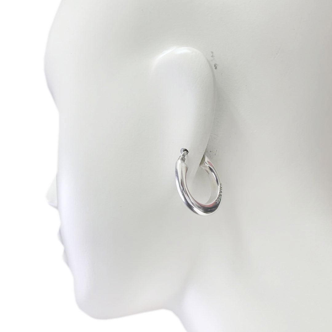 正規品 刻印あり CHANEL シルバー ロゴチャーム 片耳用 フープ ピアス