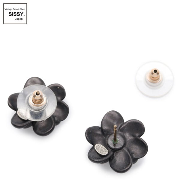 □シャネル□ カメリア ココマーク ピアス ラインストーン ブラック