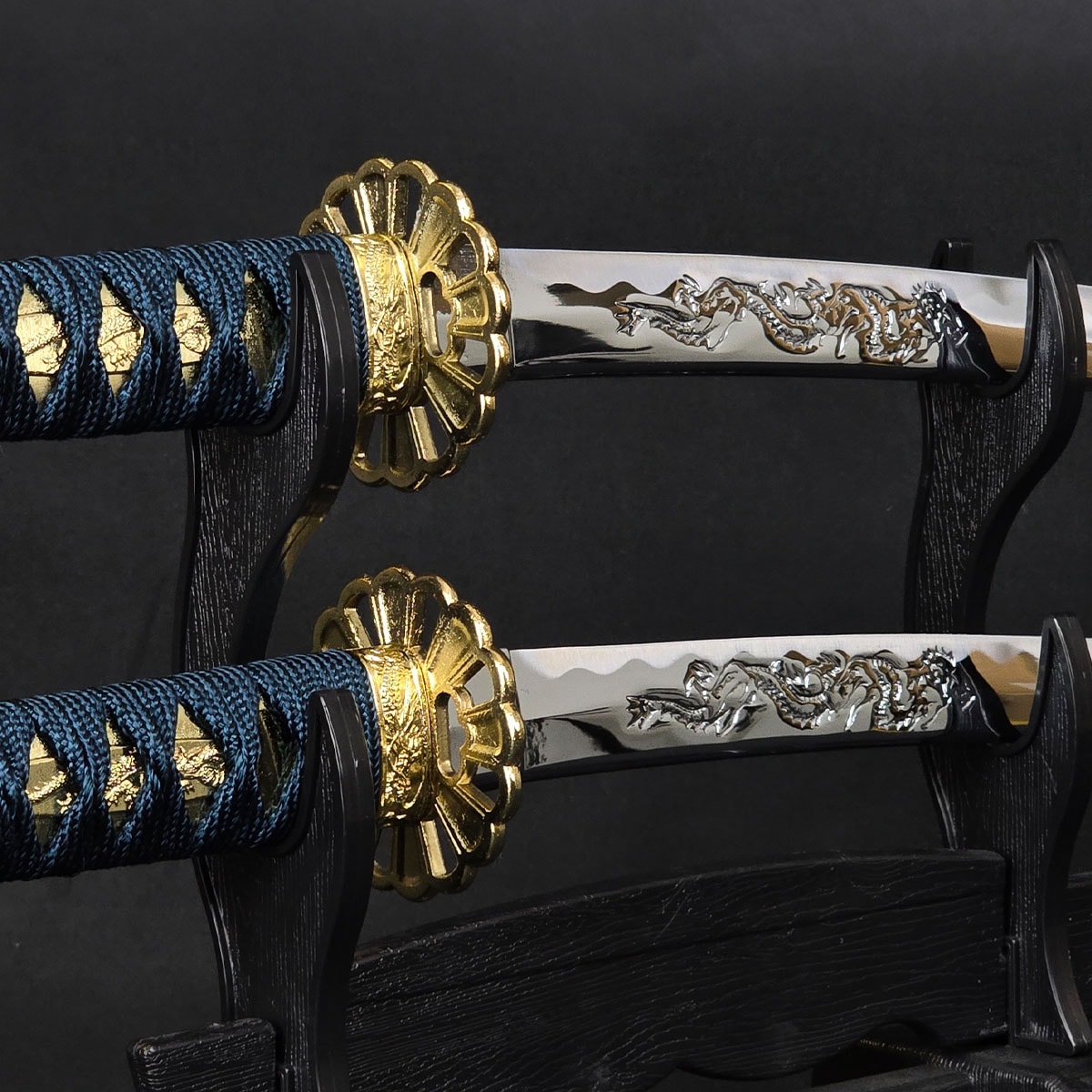 獅子竜漢剣（黒檀タイプ）古兵器 武具 刀装具 日本刀 模造刀 居合刀 竜