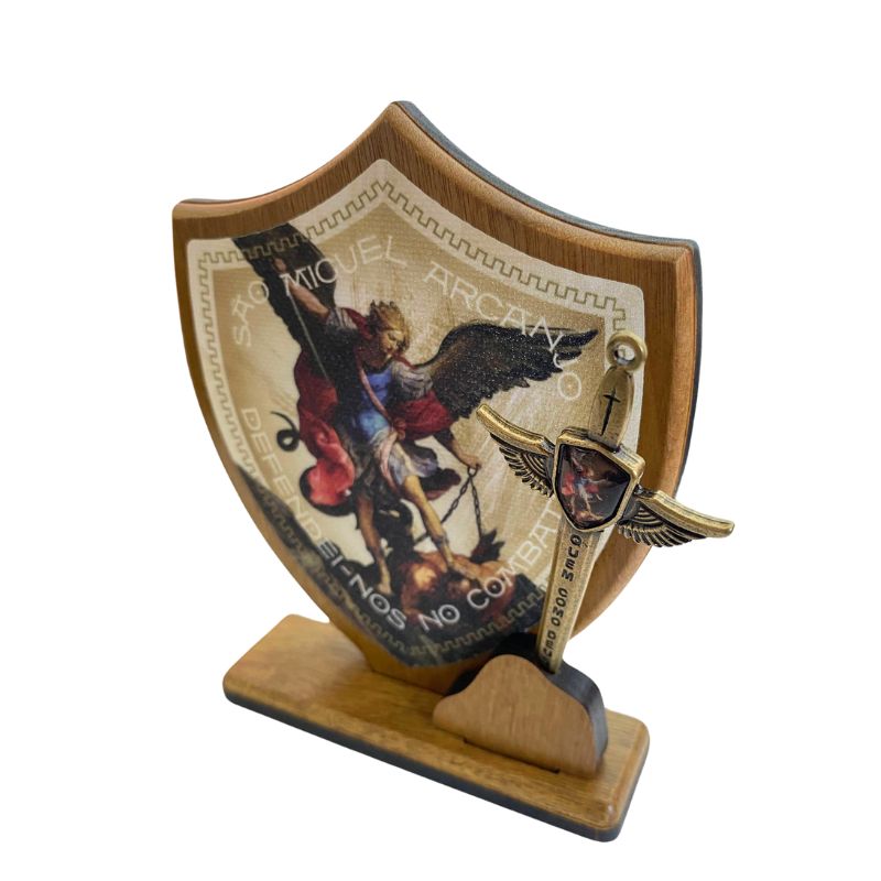 大天使聖ミカエル 剣付き盾オブジェ サンミゲル Sao Miguel お守り