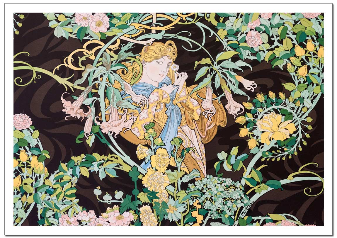 アルフォンス・ミュシャ 花を持つ女性 ポスター